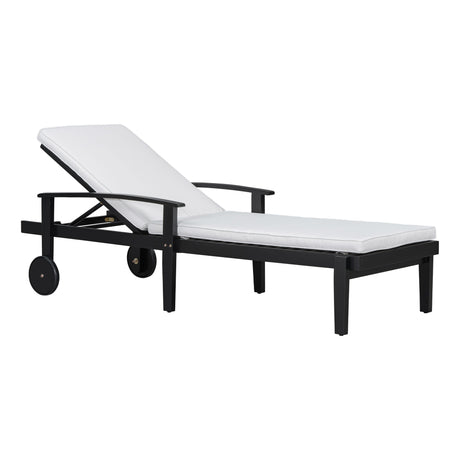 Jason - Black Chaise Lounge Adjustable Acacia Wood Outdoor Furniture