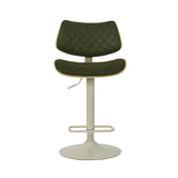 Leland - Adjustable Swivel Curved Back Wood Bar Stool With Faux Leather Seat