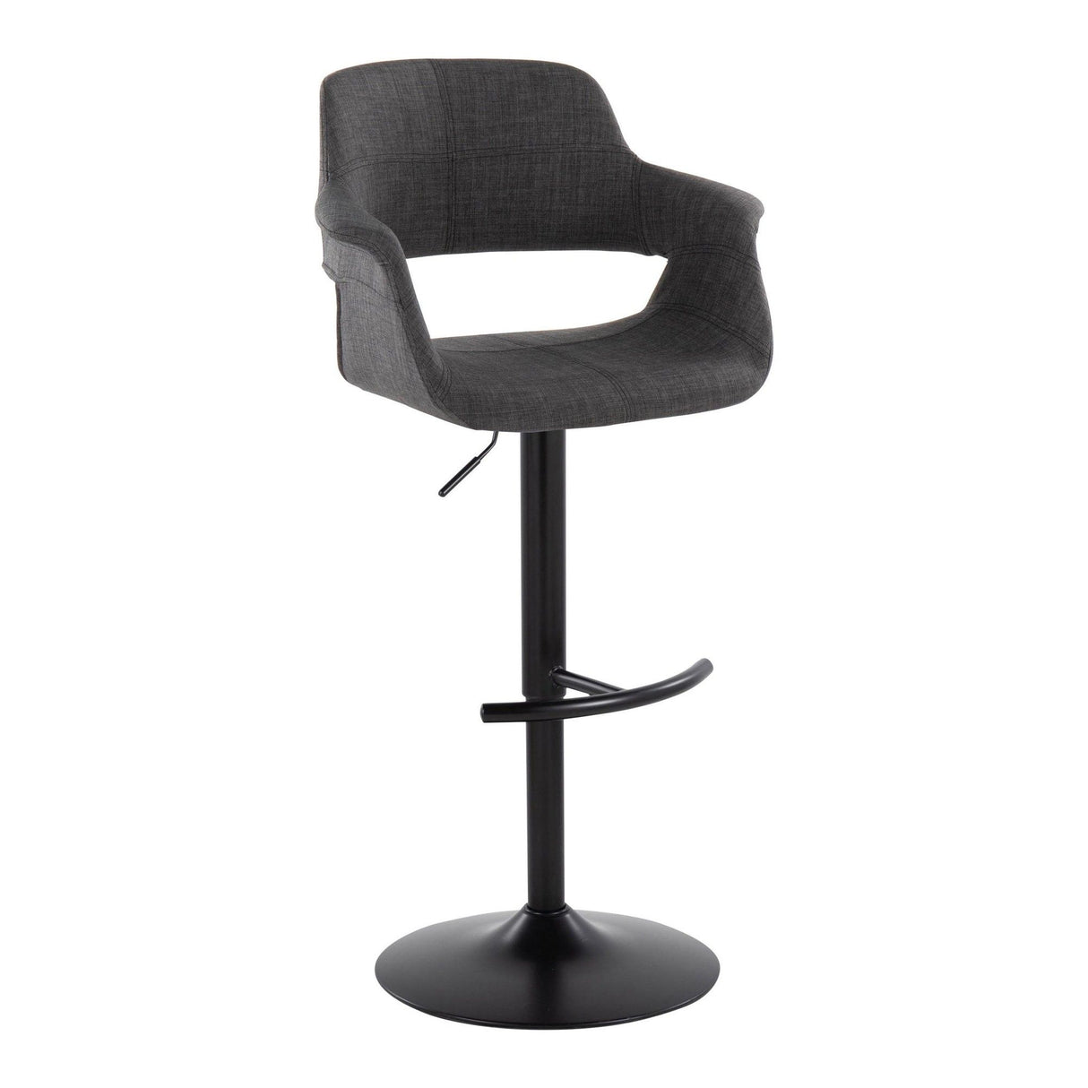 Vintage Flair - Mid-Century Modern Adjustable Swivel Barstool (Set of 2) - Charcoal Fabric