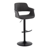 Vintage Flair - Mid-Century Modern Adjustable Swivel Barstool (Set of 2) - Charcoal Fabric