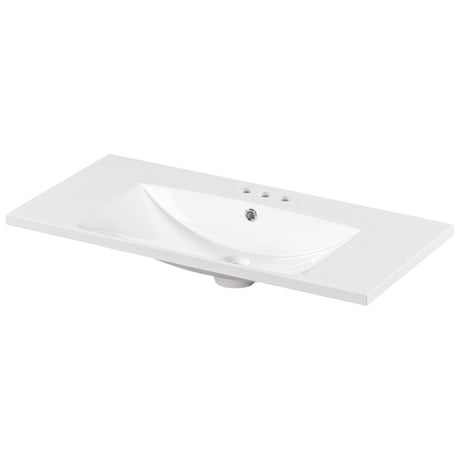 Single Bathroom Basin Sink, Vanity Top Only With 3 Faucet Holes