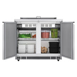 36 in. Commercial Refrigerated Prep Station Cold Table, Stainless-Steel Refrigerator with 6 Pan Storage with Cover and Two Adjustable Shelves (KM-RBT-36C)
