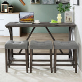 Bar Table Set With 3 Padded Stools