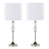 Clara - 26" Table Lamp (Set of 2) - Clear Crystal And Polished Nickel With White Linen Shade