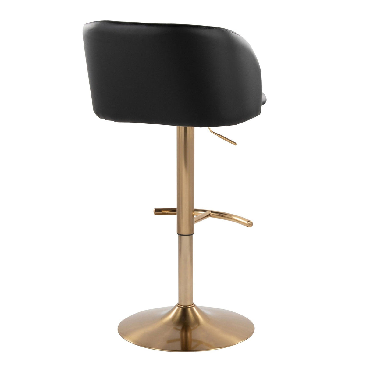 Fran - Adjustable Barstool (Set of 2) - Gold Metal, Black Faux Leather