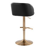 Fran - Adjustable Barstool (Set of 2) - Gold Metal, Black Faux Leather