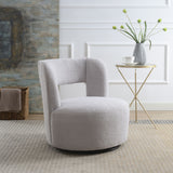 Swivel Comfy Round Barrel Chair With Soft Teddy Fabric For Living Room