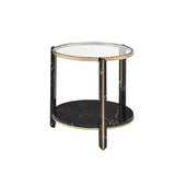 Thistle - End Table - Clear Glass, Faux Black Marble Top & Champagne