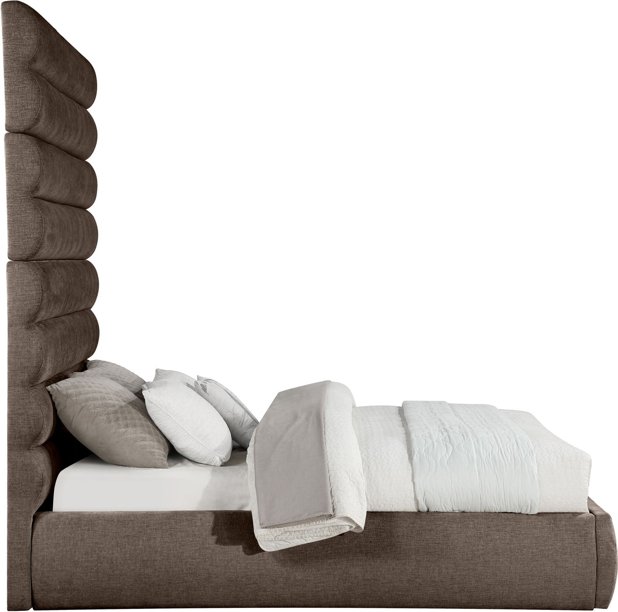 Adam - Chenille Fabric Bed With 89" Headboard