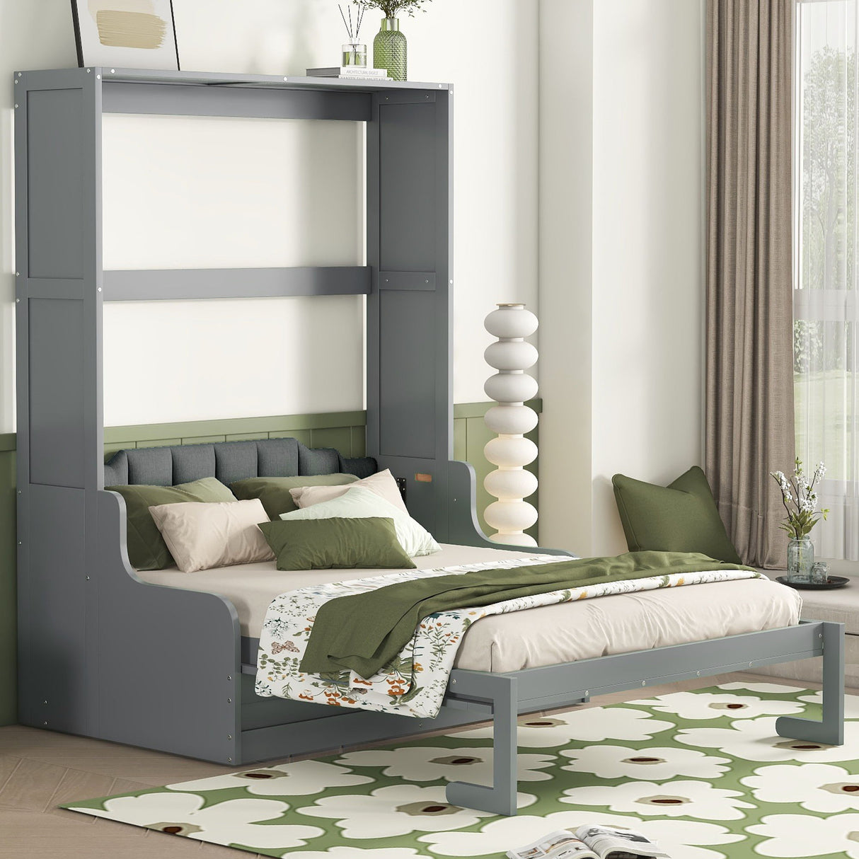 Murphy Wall Bed With Cushion, Space Saving Design, And Construction