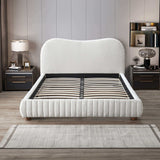 Norme - Queen Size Upholstered Low Profile Platform Bed - Cream
