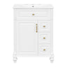 Freestanding Bathroom Vanity With Sink, 3 Drawers & Flip-Out Drawer