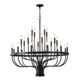 24 Light Chandelier Industrial Iron Candle Chandelier Modern Suspended Farmhouse Chandeliers Pendant Light Fixtures For Dining Room Bedroom Living Room Kitchen Island Foyer E12 Bulb (No Include) - Black