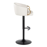 Claire - Adjustable Barstool With Rounded T Footrest (Set of 2) - Black Metal With Gold Metal Accent