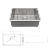 Modern Undermount Stainless Steel Kitchen Sink 16 Gauge, Deep Single Bowl