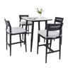 Modern Outdoor Patio Bar Set, Rounded Square Table & Bar Chairs, Non Rust Frame, Tapered Legs, Sunbrella Cushion