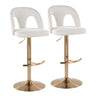Ava - Upholstered Adjustable Barstool (Set of 2) - Gold Base
