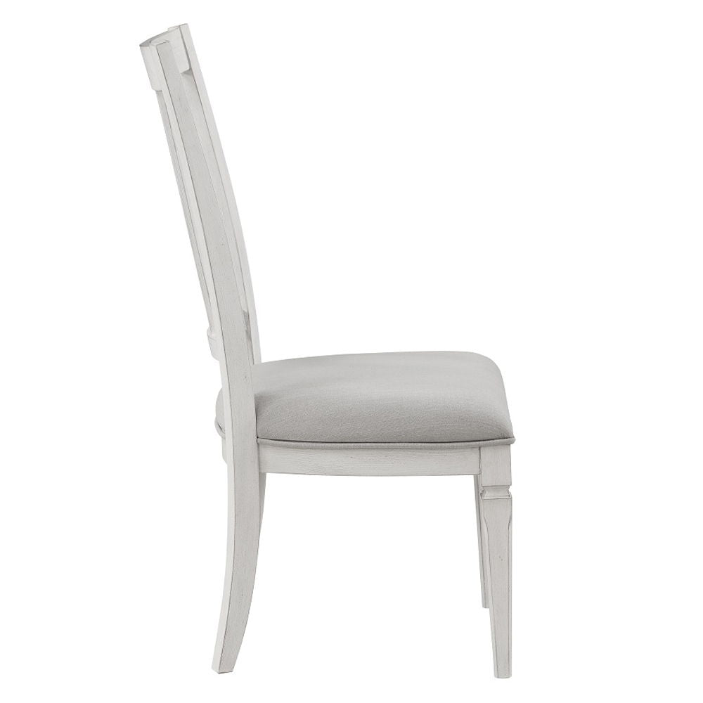 Katia - Side Chair Set of 2) - Light Gray Linen & Weathered White