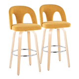 Ava - Upholstered Fixed-Height Barstool (Set of 2) - Natural Wood Base