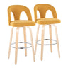 Ava - Upholstered Fixed-Height Barstool (Set of 2) - Natural Wood Base