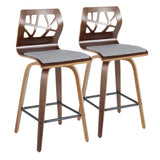 Folia - Fixed Height Swivel Counter Stool (Set of 2) - Walnut Wood