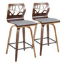 Folia - Fixed Height Swivel Counter Stool (Set of 2) - Walnut Wood