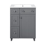 Transitional Style Bathroom Vanity Cabinet With Ceramic Sink