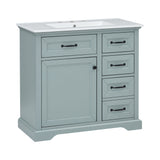 36" Bathroom Vanity With Sink, 2 Tip Out Drawers, Soft Close Hinges