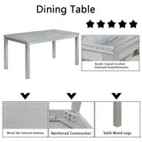 Dining Table Set With Crystal Decoration And Upholstered Chairs