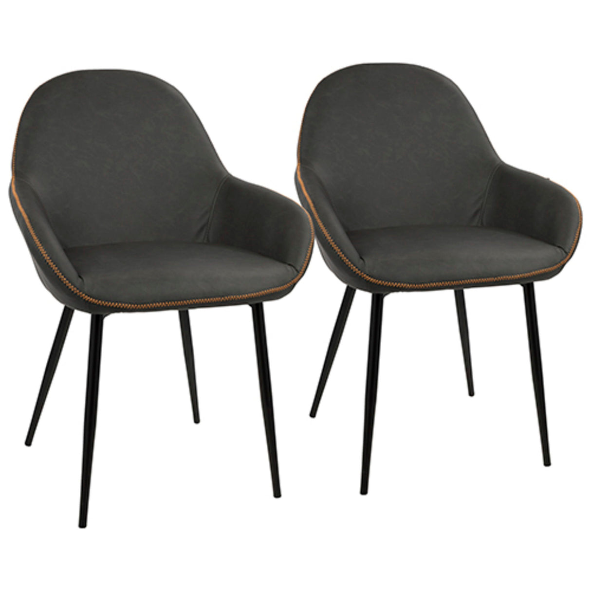Clubhouse - Dining Chair - Black With Gray Vintage Faux Leather (Set of 2)