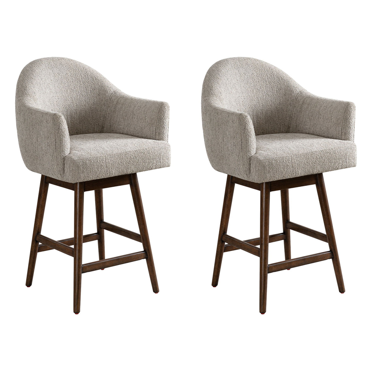 Jaxon - Brown Solid Wood Upholstered 26" Counter Height Swivel Barstool