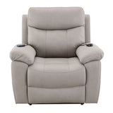 Chriki - Power Recliner With Lift & Heating & Massage - Beige Chenille & Black