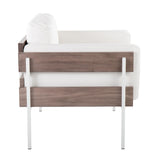 Kari - Farmhouse Accent Chair - White Metal, Gray Wood
