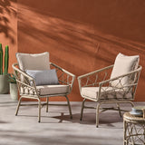 Bruce - Outdoor Club Chair Set With Water Resistant Cushions Rattan And Iron - Brown