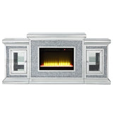 Noralie - 81" Fireplace With LED - Mirrored & Faux Diamonds