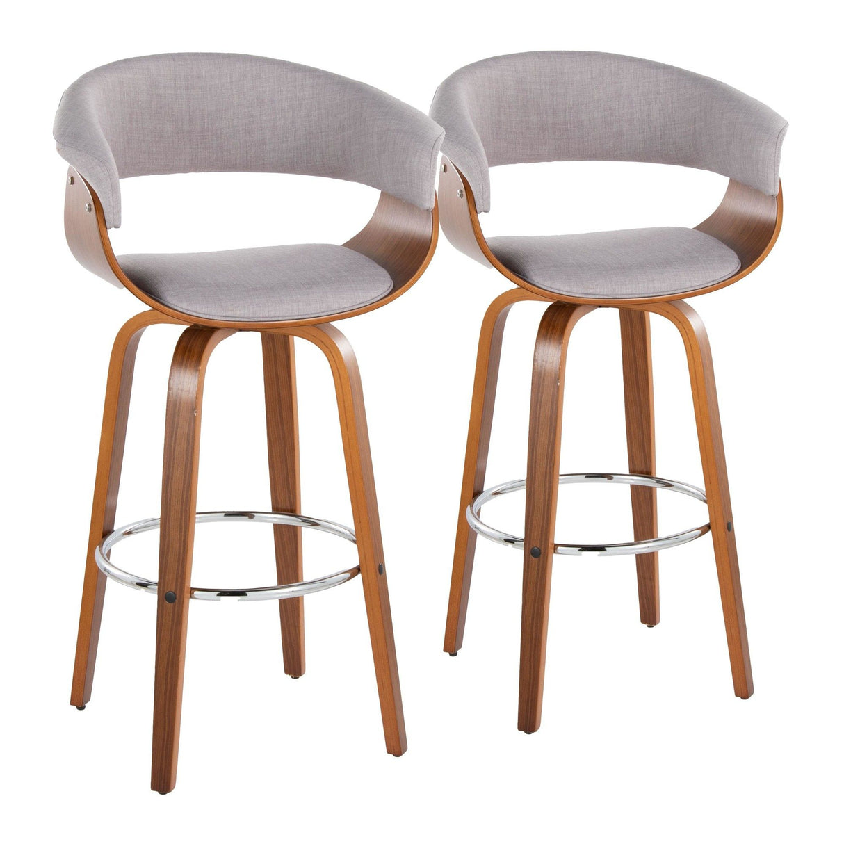 Vintage Mod - 30" Fixed-Height Barstool (Set of 2) - Chrome Footrest