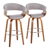 Vintage Mod - 30" Fixed-Height Barstool (Set of 2) - Chrome Footrest