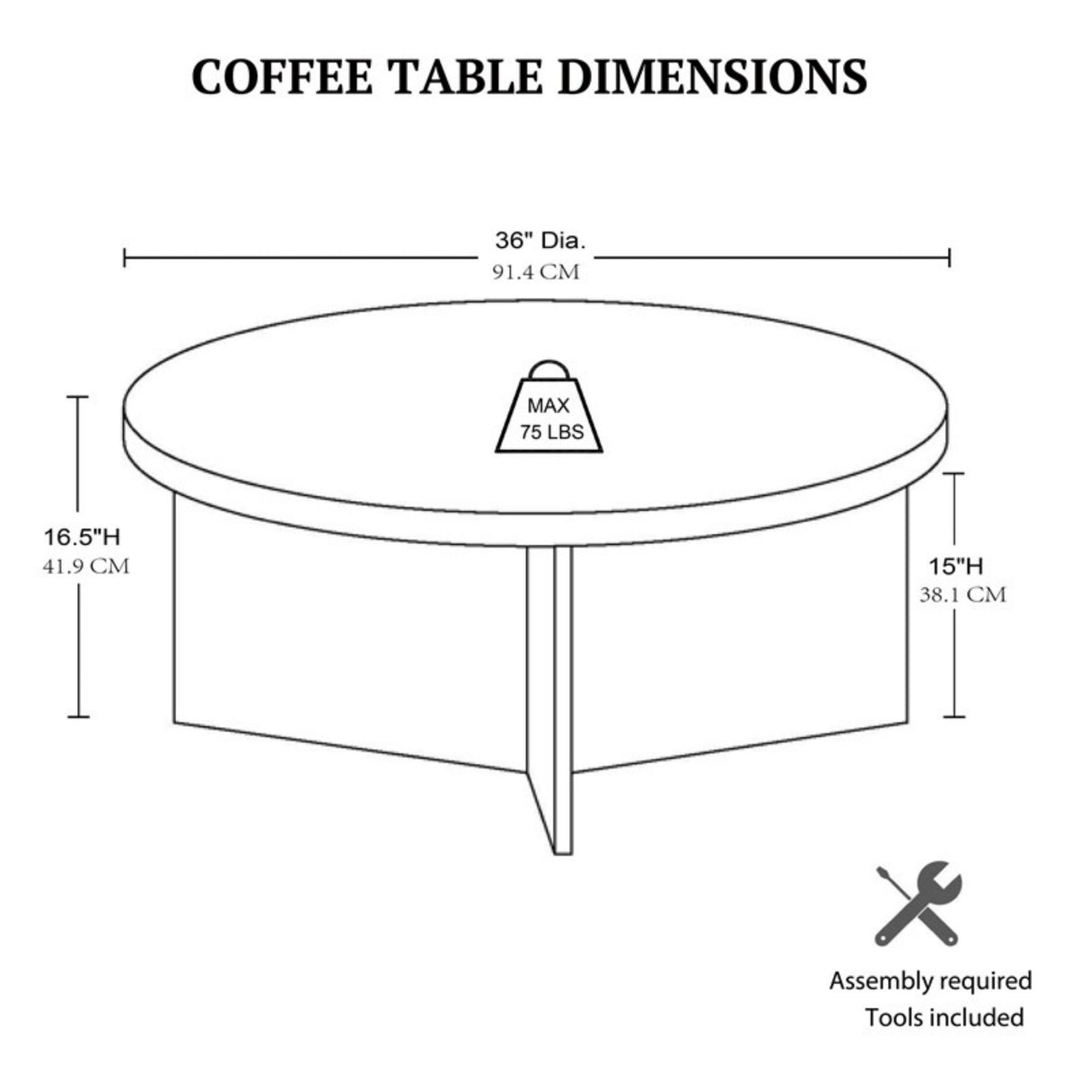 Round Coffee Table With Solid Veneer Top