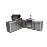 Mont Alpi Deluxe Series 8 Ft L-Shaped Propane Outdoor Kitchen Island w/ Side Burner & Kegerator - MAi805-D90KEG