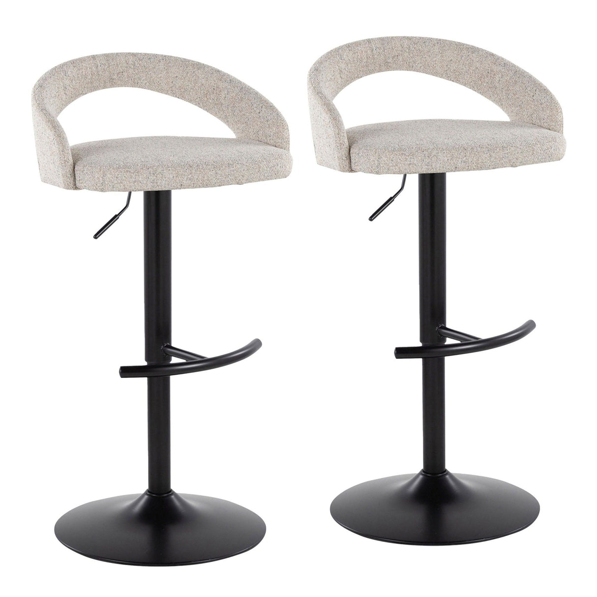 Grotto - Upholstered Adjustable Barstool - Black Metal Base