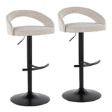 Grotto - Upholstered Adjustable Barstool - Black Metal Base