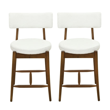 Mid Century Modern Counter Stools, Fabric Upholstered Chairs