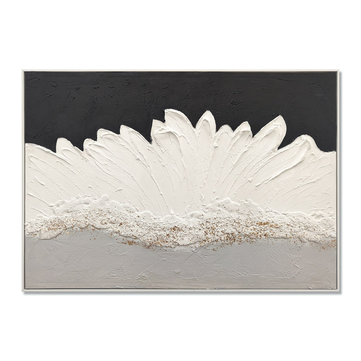 Framed Abstract Wall Art & Thick Textured Canvas Painting With & Accents, Decor For Living Room - Black White