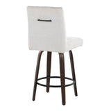 Hannah - Fixed-Height Counter Stool With Swivel And Round Black Metal Footrest (Set of 2) - Walnut Glazed Wood