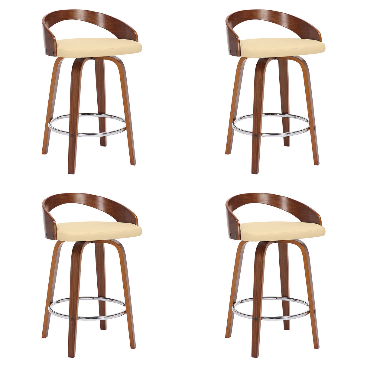 Sonia - 26" Counter Height Swivel Bar Stool - Walnut Wood