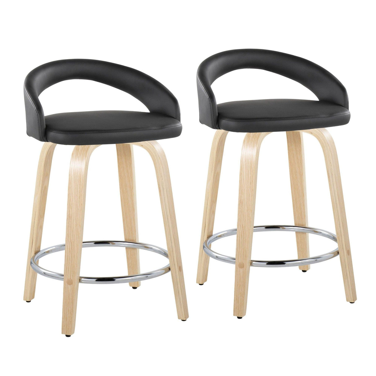 Grotto - 31" Upholstered Fixed-Height Counter Stool (Set of 2) - Natural Wood Base