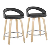 Grotto - 31" Upholstered Fixed-Height Counter Stool (Set of 2) - Natural Wood Base