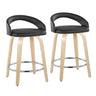 Grotto - 31" Upholstered Fixed-Height Counter Stool (Set of 2) - Natural Wood Base