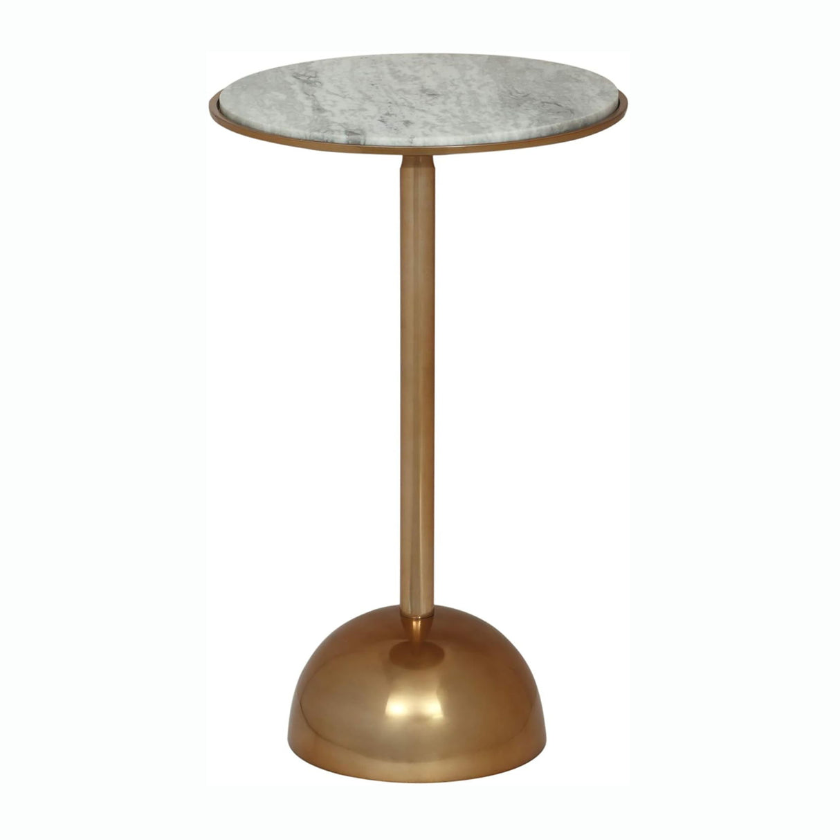 Modern Glam Aluminum Accent Table With Marble Table Top - Antique Brass / White