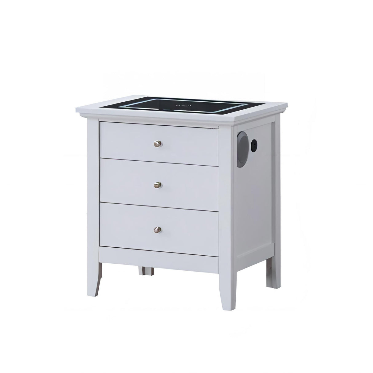 Hammond - Smart 3 Drawer Nightstand With USB Charging And Integrated Speakers - White